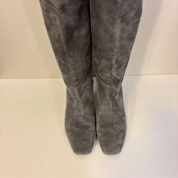 J. McLaughlin Grey Suede Heeled Knee High Tall Pull On Boots 8.5 - Picture 6 of 9